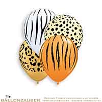 Latexballon Rund Jungle div. Farben, mit Vers. Tiermustern