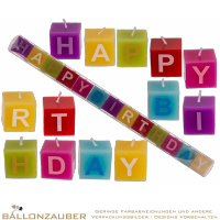 Kerzen Wrfel Happy Birthday Bunt einzeln zum Anznden