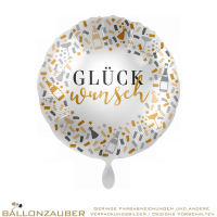 Folienballon Rund Glückwunsch Bunt Satin 45cm = 18inch