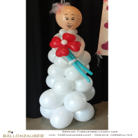 Ballonfigur Braut Hochzeit wei fertig modelliert ca. 160cm hoch Dekoration