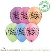 Latexballon Rund Musiknoten Bunt neon Ø28cm Umf. 95cm