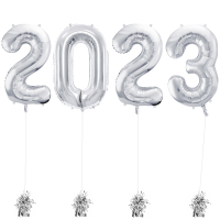 Folienballon Schriftzug 2023 Silber metallic 210cm = 83inch Gesamtbreite