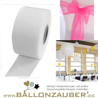 Tüll weiß feinmaschig 72mm x 50m, ideal f. Dekoschleifen, Ballons usw. weiß