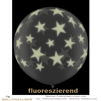 Latexballons Rund Sterne transparent fluoreszierend Ø90cm = 36inch Umf. 245cm