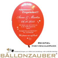 50 große Hochzeitsballons 11inch 95/105cm Umf. mit individuellem Druck Rundballon Latexballon mit indiv. Motivdruck