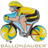 Folienballon Rad Radfahrer Cycliste gelb/rosa 78cm = 31inch