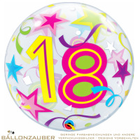 Folienballon Bubble 18 Brilliant Stars Bunt Transparent 56cm = 22inch