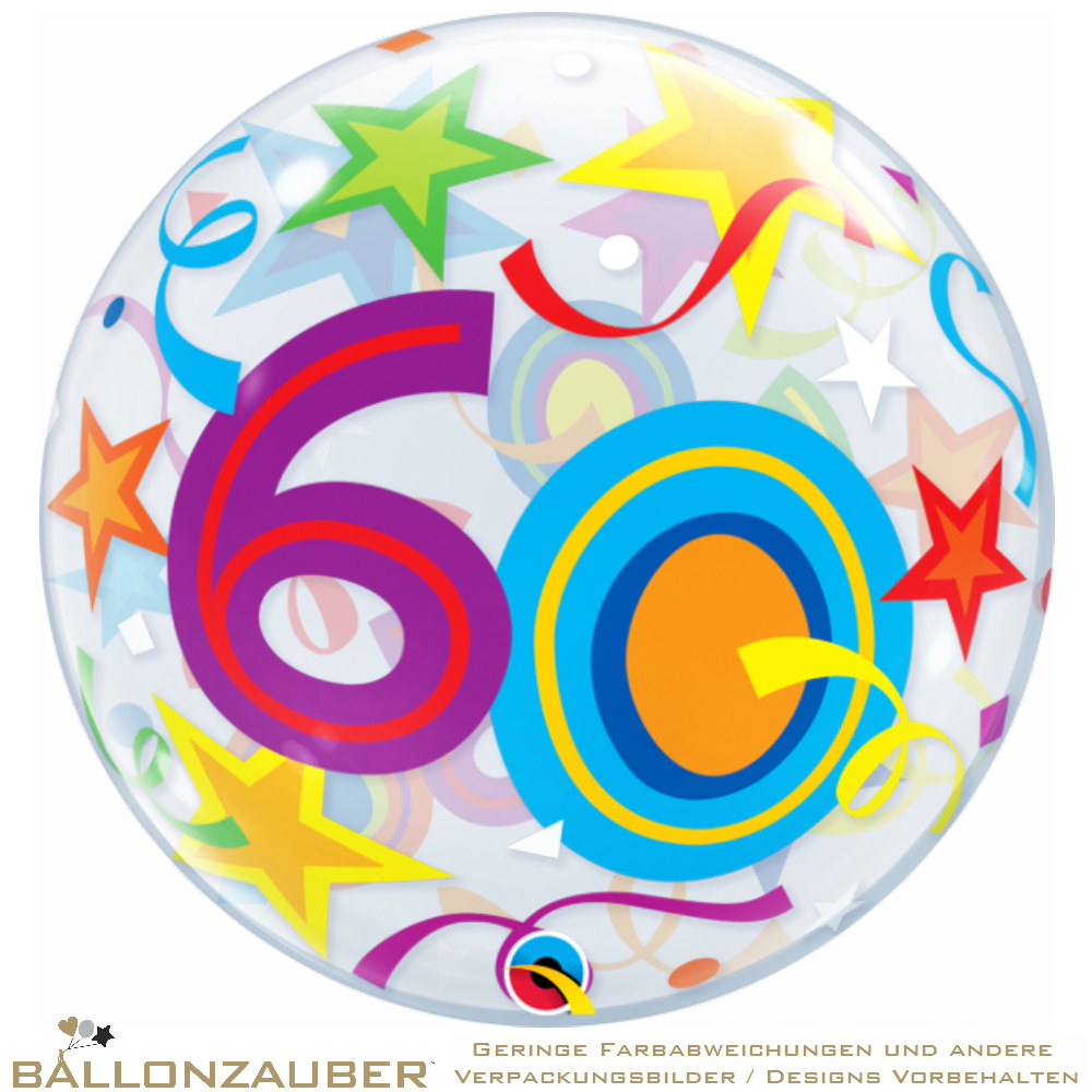 Bubble 60 mit Sternen Ø 56 cm Ballon ungefüllt Qualatex