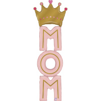 Folienballon Schriftzug MOM m. Krone rosa gold 182cm = 72inch