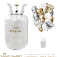 Ballongas Einweggas ca 0,21cbm Celebrate Set inkl. Ballons u. Glanzband Helium ausreichend f. enthaltene Ballons