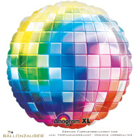 Folienballon Rund 70er Discokugel bunt 81cm = 32inch Ballon Luftballon