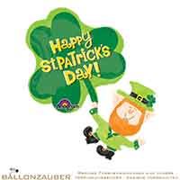 Folienballon Kleeblatt mit Kobold Happy St.Patrick´s Day grün 83cm = 33inch