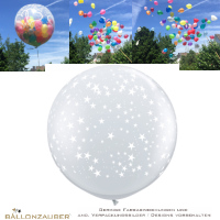 Luftgefüllter Explosionsballon mit ca. 60 luftgefüllten Dekoballons Ø90cm = 36inch Umf. 245cm