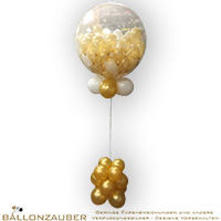 Heliumgefüllter Explosionsballon mit ca. 50 heliumgefüllten Dekoballons Ø90cm = 36inch Umf. 245cm