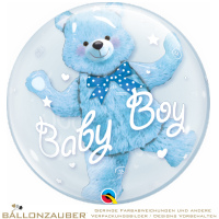 Folienballon Double Bubble Baby Bear Blau Transparent 60cm = 24inch