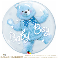 Folienballon Double Bubble Baby Bear Blau Transparent 60cm = 24inch