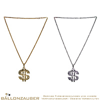 Halskette Rapper Dollarzeichen Gold oder Silber Pimp Gangsta Bling Bling Halskette Gold o. Silber