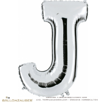 Folienballon 1xJ für´s Ja-Wort Buchstabe J silber 101cm = 40inch