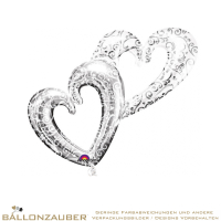 Folienballon Herzen offen Hearts & Filigree silber 134cm = 53inch