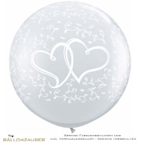Latexballon Rund Riesenballon Entwined Hearts transparent Ø90cm = 36inch Umf. 245cm