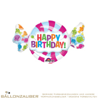 Folienballon Bonbon Happy Birthday Bunt Metallic 101cm = 40inch