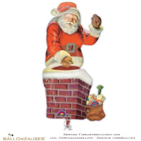 Multiballon Folienballon Nikolaus Weihnachtsmann Kamin rot bunt 135cm = 53inch