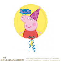 Folienballon Rund Peppa Pig Wutz Bunt Metallic 43cm = 17inch