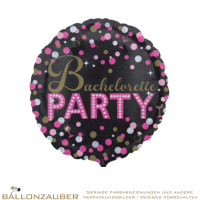 Folienballon Rund Bachelorette Party Dots schwarz pink holographic 45cm = 18inch