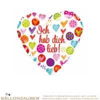 Folienballon Herz Ich hab dich lieb! bunt 45cm = 18inch