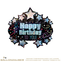 Folienballon Wolke Happy Birthday to you Schwarz Holographic 78cm = 31inch