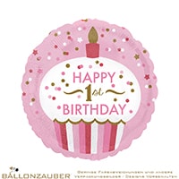 Folienballon Rund Happy 1st Birthday bunt 45cm = 18inch