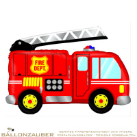 Folienballon Fahrzeug Feuerwehr Fire Dept. bunt 89cm = 35inch 3D-Leiter