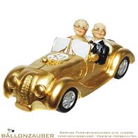Gold-Hochzeitspaar im Auto Spardose Hochzeit Deko Brautpaar mit Auto Spardose weiß,gold,rosa