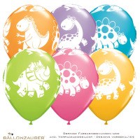 Motivballon Rund Dinosaurier bunt gemischt Ø30cm = 12inch Umf. 105cm