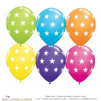 Latexballons Rund Sterne bunt sortiert Ø30cm = 11inch Umf. 95cm