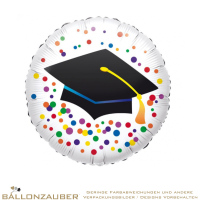 Folienballon Rund Doktorhut Dots Bunt Metallic 43cm = 17inch