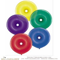 Latexballon Rund mit Loch Geo Donut bunt Ø40cm = 16inch Umf. 120cm