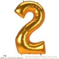 Folienballon Zahl 2 gold metallic 140cm = 55inch