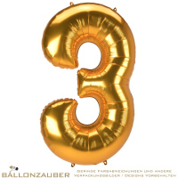 Folienballon Zahl 3 gold metallic 140cm = 55inch