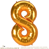 Folienballon Zahl 8 gold metallic 140cm = 55inch