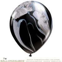 25 Latexballons Rund Superagate schwarz weiß marmorisiert Ø30cm Umf. 95cm