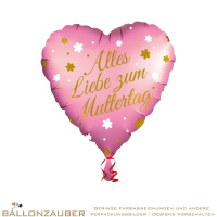 Folienballon Herz Alles Liebe zum Muttertag Pink 45cm = 18inch