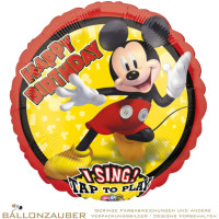 Folienballon Musikballon Rund Mickey Maus Happy Birthday Bunt 71cm = 28inch