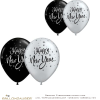 Latexballon New Year Sparkle schwarz silber metallic Ø28cm Umf. 95/105cm 11inch