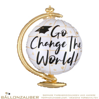 Folienballon Globus Go Change The World weiß 58cm = 23inch