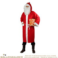 Kostüm Kapuzenmantel aus Waschsamt Weihnachtsmann rot, weiß