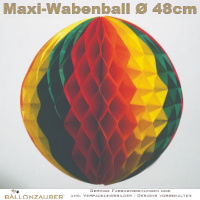 Wabenball maxi 48cm bunt schwer entflammbar Karneval Fasching Wabenball bunt