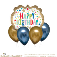 Ballonbouquet Strauß Happy Birthday Bunt Satin Luxe