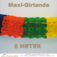 Girlande maxi 6m bunt schwer entflammbar Papier Karneval Fasching Girlande maxi bunt Sonderangebot
