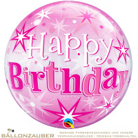 Folienballon Bubble Birthday Starburst Sparkle Pink Transparent 56cm = 22inch